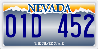 NV license plate 01D452