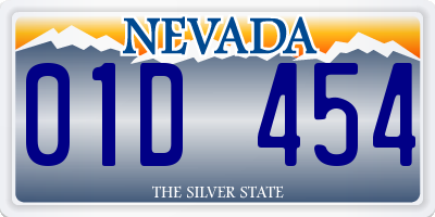 NV license plate 01D454