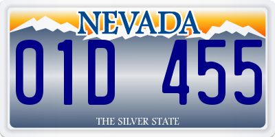 NV license plate 01D455