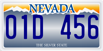 NV license plate 01D456