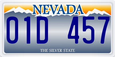 NV license plate 01D457