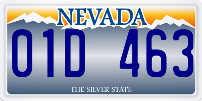 NV license plate 01D463