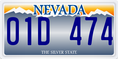 NV license plate 01D474