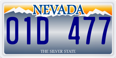 NV license plate 01D477