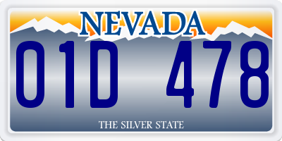 NV license plate 01D478