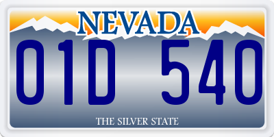 NV license plate 01D540