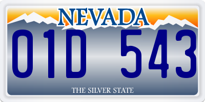 NV license plate 01D543