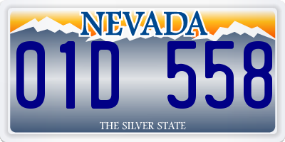 NV license plate 01D558