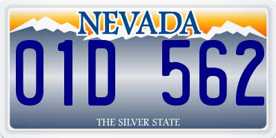 NV license plate 01D562