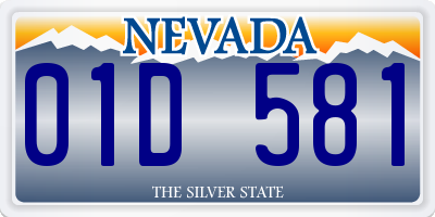 NV license plate 01D581