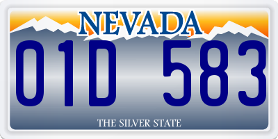 NV license plate 01D583