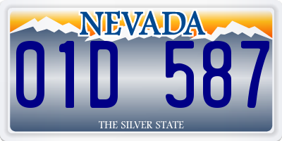 NV license plate 01D587