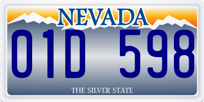 NV license plate 01D598