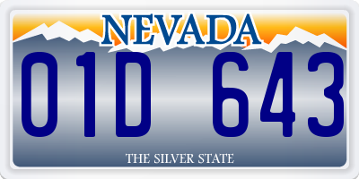 NV license plate 01D643