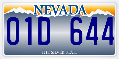 NV license plate 01D644