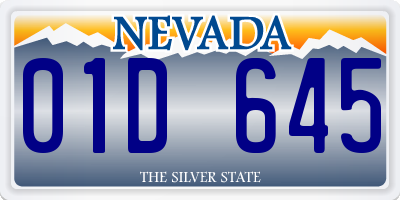 NV license plate 01D645