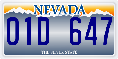 NV license plate 01D647