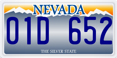 NV license plate 01D652