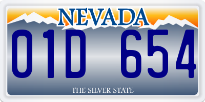 NV license plate 01D654