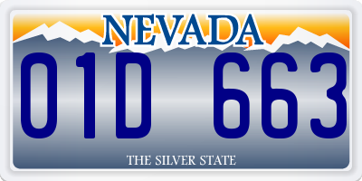 NV license plate 01D663