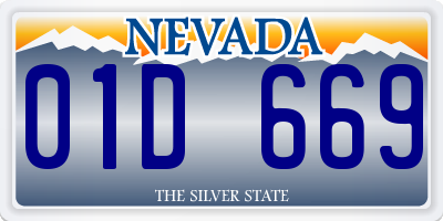 NV license plate 01D669