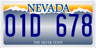 NV license plate 01D678