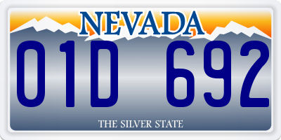 NV license plate 01D692