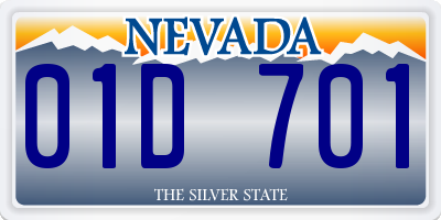 NV license plate 01D701