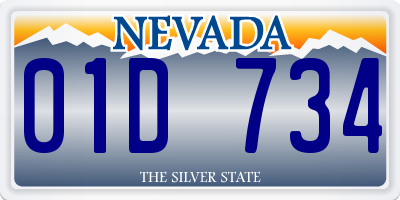 NV license plate 01D734