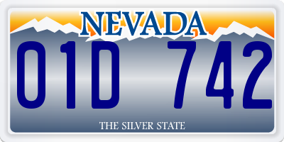 NV license plate 01D742