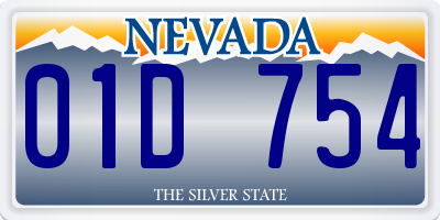 NV license plate 01D754