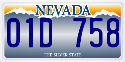 NV license plate 01D758