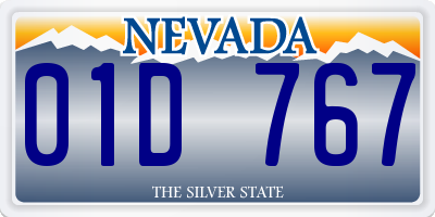 NV license plate 01D767