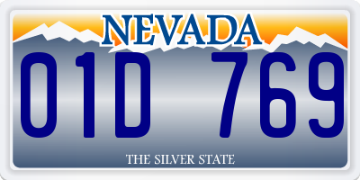 NV license plate 01D769