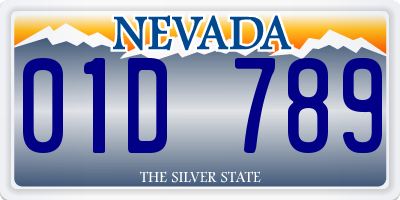 NV license plate 01D789