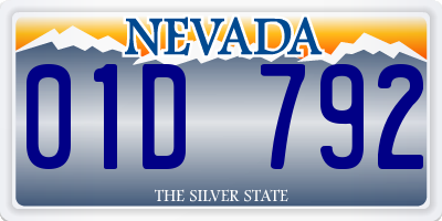 NV license plate 01D792