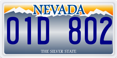 NV license plate 01D802