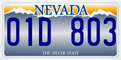 NV license plate 01D803