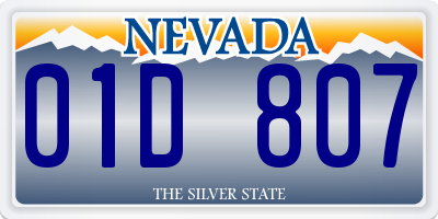 NV license plate 01D807