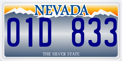 NV license plate 01D833