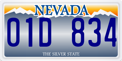 NV license plate 01D834