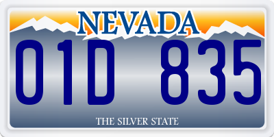 NV license plate 01D835