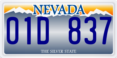 NV license plate 01D837