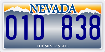 NV license plate 01D838