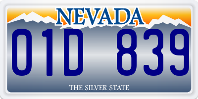 NV license plate 01D839