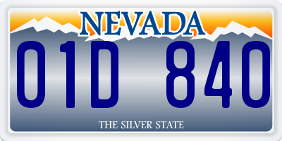 NV license plate 01D840