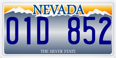 NV license plate 01D852