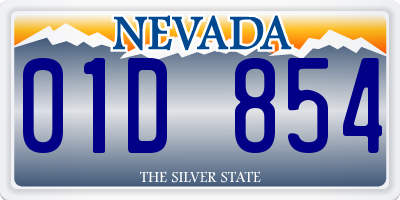 NV license plate 01D854