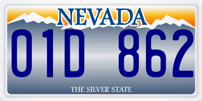 NV license plate 01D862