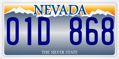 NV license plate 01D868